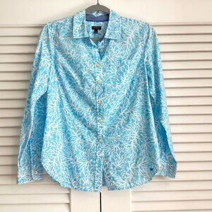 Talbots Blue Coral Button Down Semi Fitted Long Sleeve Casual Shirt Size S